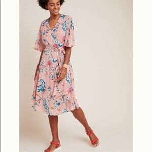 Maeve Pink Floral Midi Dress